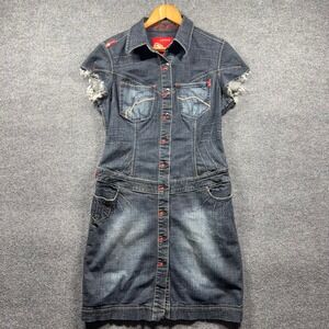 Ecko Red Dress Womens Medium Vintage  Y2K Denim Mini dress Cyber